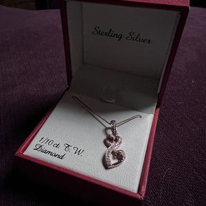 Valentines Gift T. W. Diamond Heart Necklace Rose Gold 1/10th carat New in Box